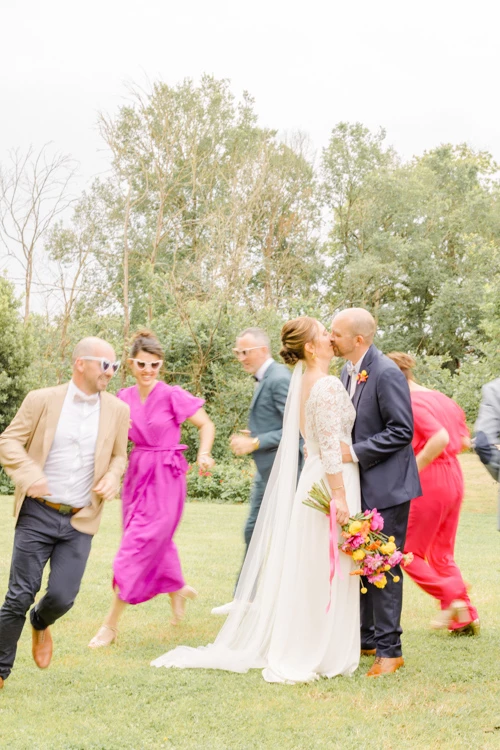 bonheur robe événement rose beige